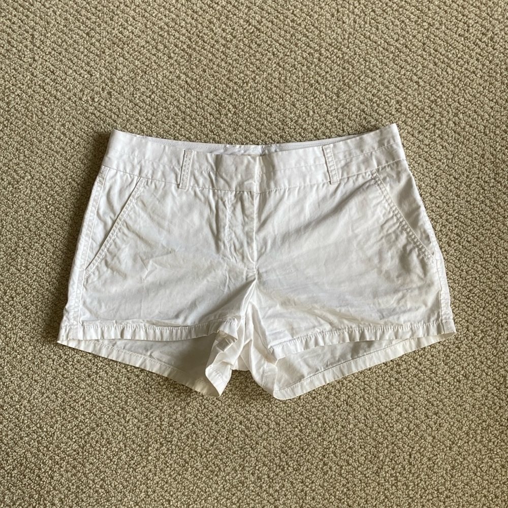 J. Crew 100% Cotton Chino Shorts White Size 2 Summer Chic Breathable Boating EUC